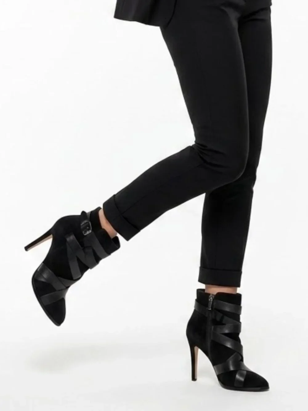 Sam Edelman Navy Suede Strappy Stiletto Ankle Booties Size 6.5